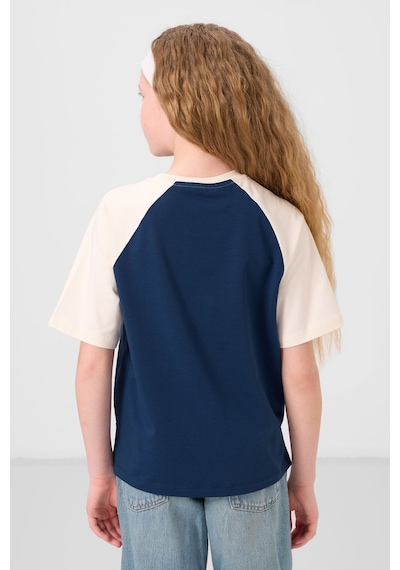 Parlament O Yaka Pamuklu Baskılı Oversize Fit Kız Çocuk T-shirt - 75179 Lacivert
