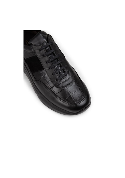 Deery Hakiki Deri Siyah Erkek Sneaker Ayakkabı - 01963Msyhe09 Siyah