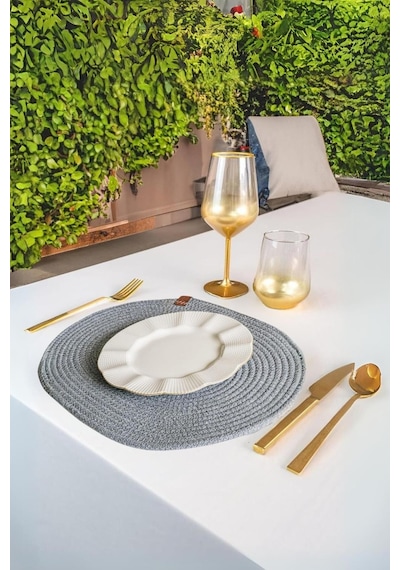 Vos Versa Amerikan Servis Tekli Supla Lux Sunum Tabak Altlığ - Oval Gri Vvhm0042-399 - Gri