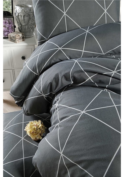 Mulberry Pandora Lastikli Çarşaflı Nevresim Takımı Çift Kişilik 200 x 220 Gri
