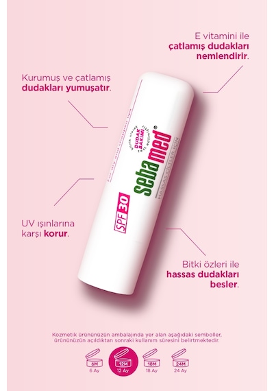 Sebamed Kurumuş Çatlamış ve Hassas Dudaklar - Yoğun Nemlendiricili Lipbalm - Dudak Bakım Kremi 30 SPF 4.8 G
