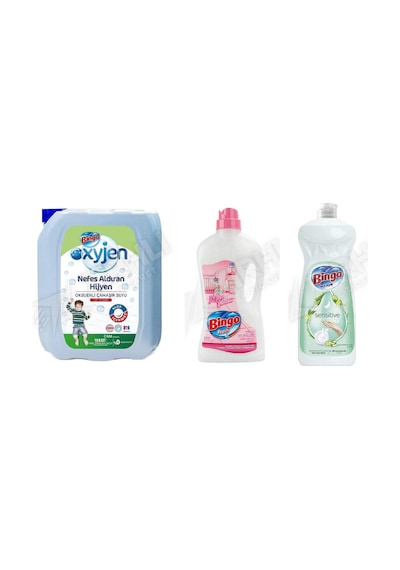Bingo Çamaşır Suyu 4 Lt + Yüzey Tem. Fresh 2.5 Lt + Sıvı Bulaşık Deterjanı 1500 Ml 3'lü Set Diğer