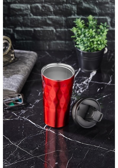 Cooker Lüx 350 ML Prizma Çelik Termos Mug Kırmızı - Ckr2048