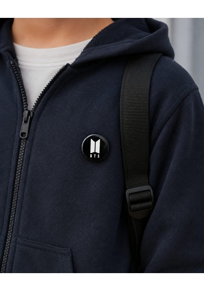 Bts Logo Tasarımlı Siyah Rozet Çanta, Ceket Ve Kıyafet İçin Fan Aksesuarı Gri