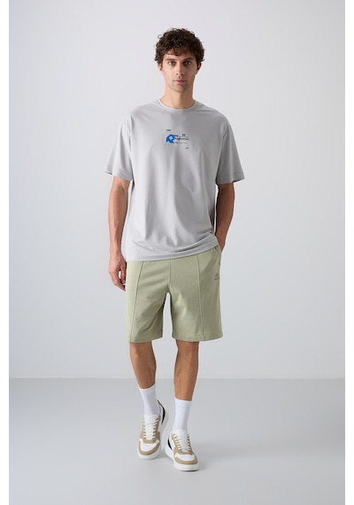 Tommy Life Çağla Pamuklu Kalın Yumuşak Dokulu Comfort Fit Basic Erkek Şort - 81261 Çağla