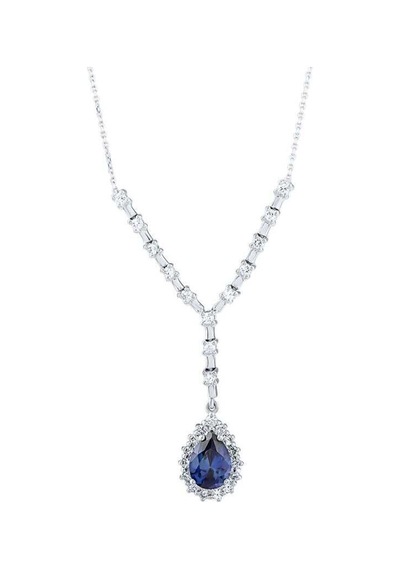 1.99 Karat Pırlanta Safir Damla Kolye T13391