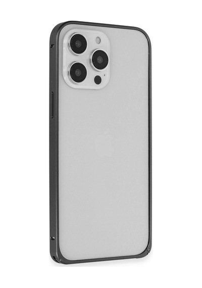 Joko Apple iPhone Uyumlu  15 Pro Max Uyumlu Kılıf Metal Bumper Magneticsafe Kapak - Siyah