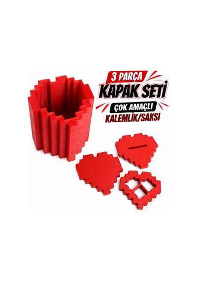 Piksel Tasarım Kalemlik 4 Lü Set Dekoratif Masaüstü Organizer Çok Bölmeli Kalem Tutucu Siyah - Beyaz