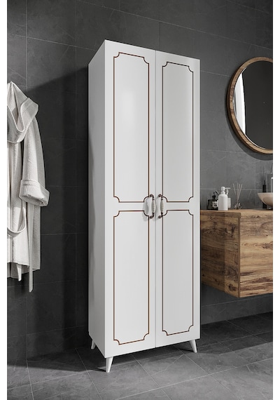 2 Kapaklı 5 Bölmeli Geniş Çok Amaçlı Banyo Dolabı - Tamamı 1. Kal Beyaz