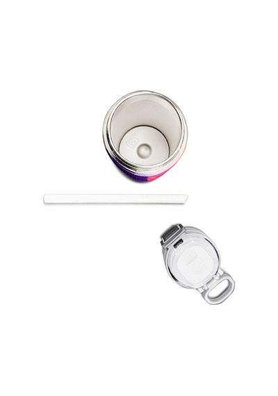 Coral High Kids Renkli Çizgili Desenli Pipetli Ve Direkt İçim Çelik Termos 500 Ml 31874 Mor - Lila