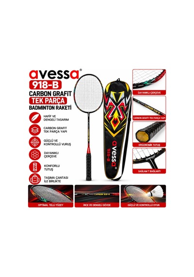 Avessa 918-b Carbon Grafit Badmington Raketi