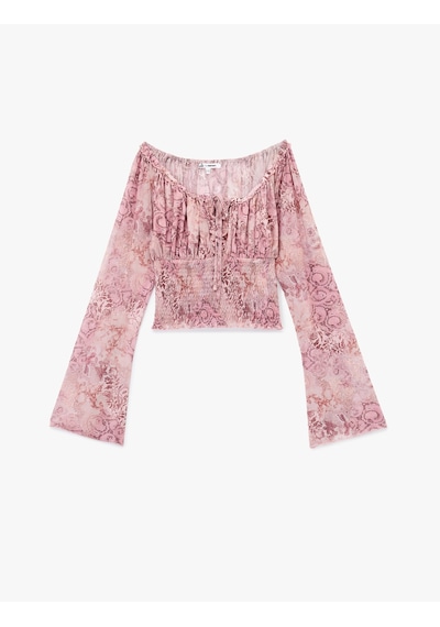 Koton Kayık Yaka Uzun Kollu Bağcıklı Yaka Gipeli Şifon Bluz Pembe Desenli 6wal60014ık Pembe Desenli Koton Kayık Yaka Uzun Kollu Bağcıklı Yaka Gipeli Şifon Bluz Pembe Desenli 6wal60014ık Pembe Desenli
