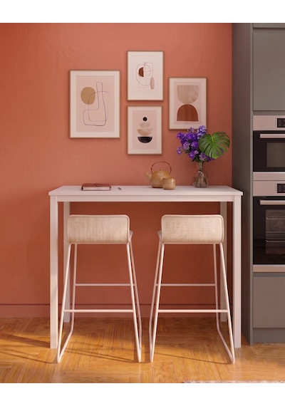 Beyaz Bar Masası 116x45x92cm Mutfak Masası & Kahve Köşesi İçin Modern Çok Amaçlı Masa