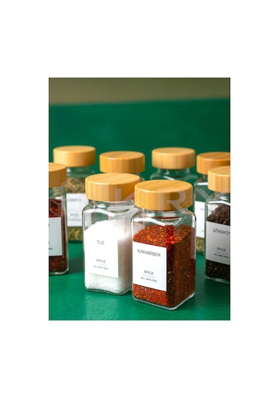 Bambu 12 Li Döner Baharatlık Standı Dönen Baharat Organizer, Tezgah Üstü Şık Mutfak Düzenleyici - 823492231 Diğer