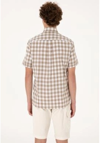 Us Polo Assn. U.s.polo Erkek Vizon Kısa Kollu Gömlek Vr052vizon