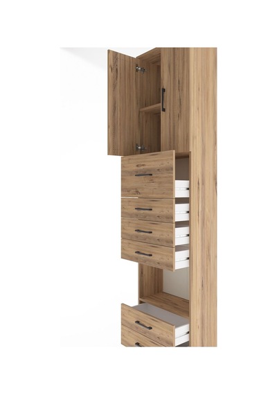Arges Dolap 3 Raflı 6 Çekmeceli 2 Kapaklı 60x30x243 Çam-çam Çam