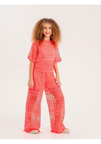 Zekids Kız Çocuk Dantel Pantolon-13930-neon Pembe Neon Pembe