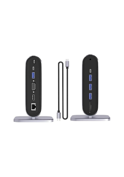 Usb C To Hdtv + Vga + 7 Ports Hub + Sd/tf Readcarder Sb C Hub Dizüstü Bilgisayar Bağlantı İstasyonu, Vga İle 12'si 1 Arada Dock, Hdmı 4k, 100mbps Ethernet, 3 X Usb-a 3.0 Ve 100w Usb- Zr773