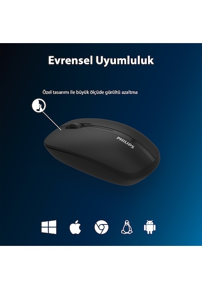 Philips SPK7418 Kablosuz Bluetooth  1600DPI 4 Tuşlu Optik Sessiz Mouse