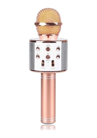 Karaoke Mikrofon, Bluetooth Speaker, Ses Bombası, Kablosuz Hoparlör - Gold Çok Renkli