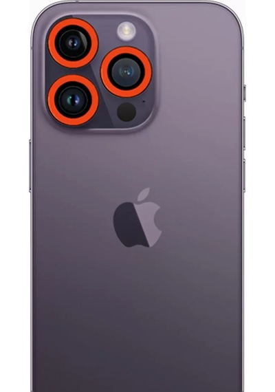 Newface Apple  Uyumlu  iPhone 12 Pro Max Neon Fosforlu Kamera Lens - Turuncu,