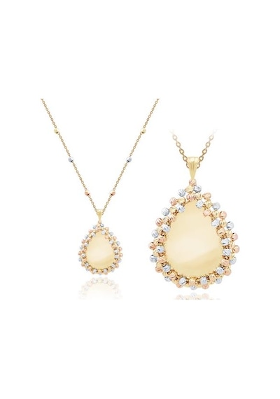 Diamond Line-Gülaylar - 3 Renkli Altın 14 Ayar Toplu Kolye N11.24648