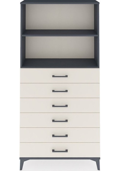 Arges Dolap 2 Raflı 6 Çekmeceli 88x30x182 Antrasit-aytaşı Antrasit
