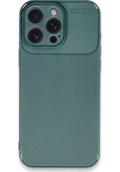 Apple Uyumlu  iPhone 16 Pro Max Kılıf Auto Focus Karbon Kapak Koyu Yeşil
