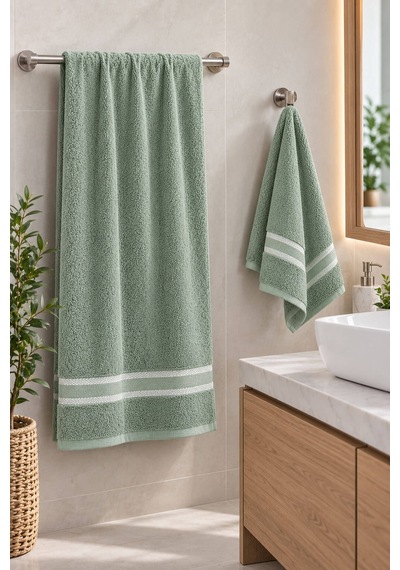 2 Parça Kadın/erkek Banyo Duş Hamam Havlu Seti 90x150 Cm Açık Yeşil