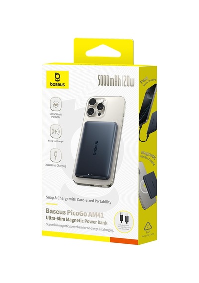 Am41 Picogo 0.3'' Ultra İnce 5000mah Magsafe Kablosuz Powerbank, Siyah