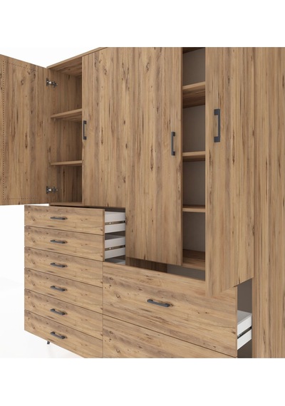 Hyperion Gardrop 7 Raflı 8 Çekmeceli 4 Kapaklı 176x44x221 Çam-çam Beyaz Hyperion Gardrop 7 Raflı 8 Çekmeceli 4 Kapaklı 176x44x221 Çam-çam Beyaz