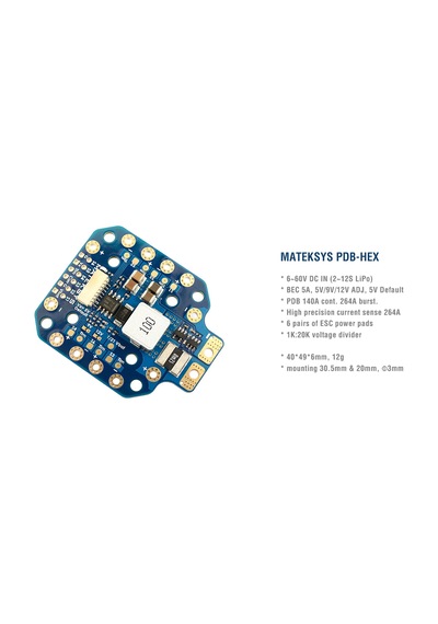 Matek Pdb-hex 12s W/ 264a Bec 5a Drone Güç Dağıtım Kartı