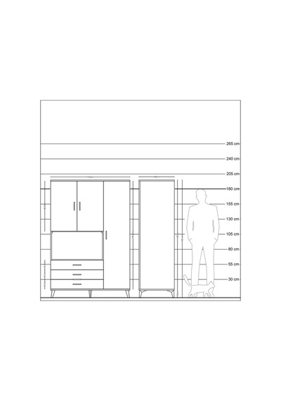 Kronos Dolap 7 Raflı 3 Çekmeceli 3 Kapaklı 132x59x195 Çam-ant... Çam