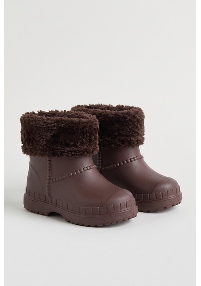 Çocuk Unisex İçi Kürklü Yağmur Çizmesi Kahverengi