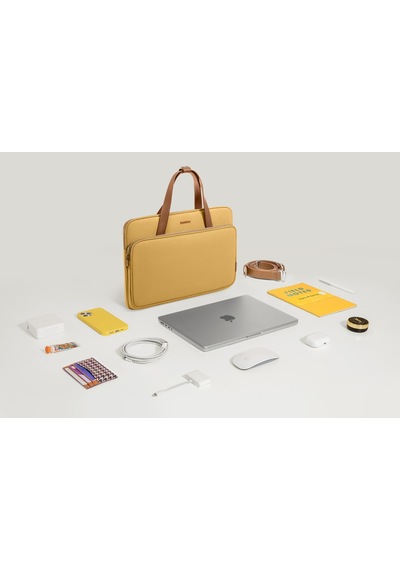 Tomtoc H22 13 - 13,5 İnç Apple Uyumlu MacBook Air & Pro Suya Dayanıklı Sarı Laptop Notebook Çantası