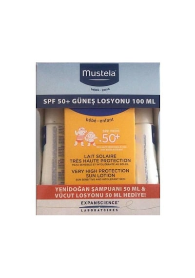 Mustela Bebek Güneş Losyonu 100 ML + Yenidoğan Şampuanı 50 ML + Vücut Losyonu 50 ML