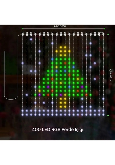 Akıllı Led Perde Işığı Led Animasyonlu Renkli Yazı Led Mobil Kontrol Rgb Perde Led Dekoratif Işık Çok Renkli