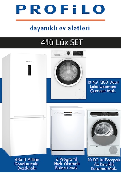 Profilo BD3055WECN - CGA25202TR - KM10610CTR - BM6320MA 4'lü Lüx Beyaz Eşya Set