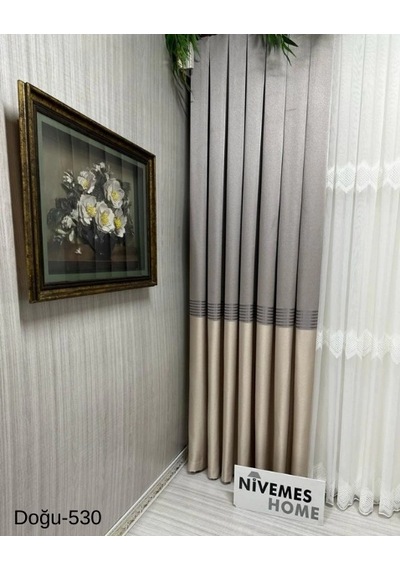Nivemeshome Doğu Vizon Ft671536 V-530 1/3 Sık Pileli Fon Perde Apm