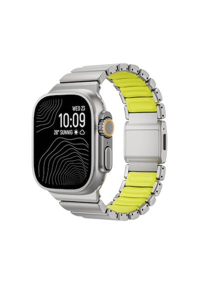 Watch Ultra 49mm Mkst Krd-149 Titanyum Silikon Kordon - Gümüş-yeşil