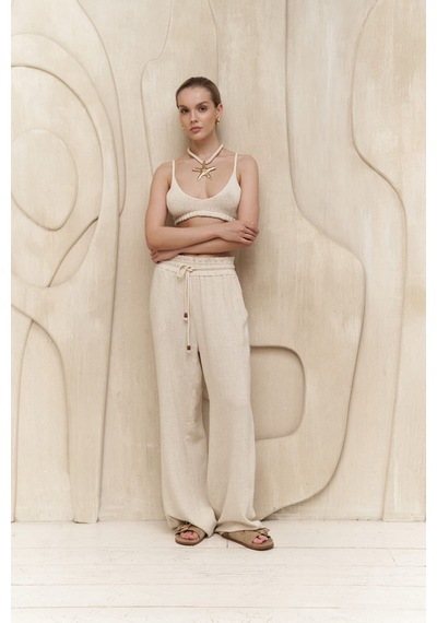 Mai Collection Mai Studios Co. Rowena İp Detay Bej Pantolon Bej