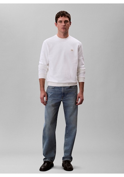 Calvin Klein Jeans Beyaz Erkek Regular Fit Sweatshirt Beyaz