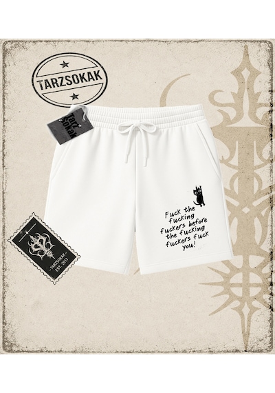 Tarzsokak Gotik & Grunge Streetwear Fuuck The Fuuckıng Fuuckers Unisex Şort Beyaz