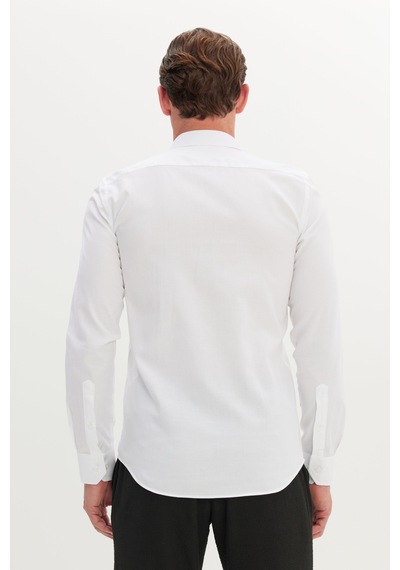 Ac&Co / Altınyıldız Classics Erkek Beyaz %100 Pamuk Slim Fit Dar Kesim Düğmeli Yaka Oxford Gömlek