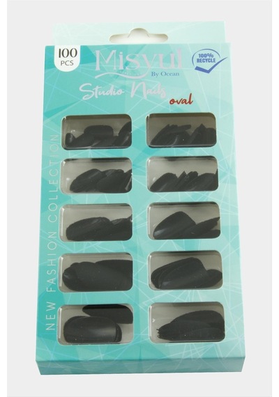 Misyul - 166 - Oval Mat Takma Tırnak 100 - Csmo-tex - Adet Siyah