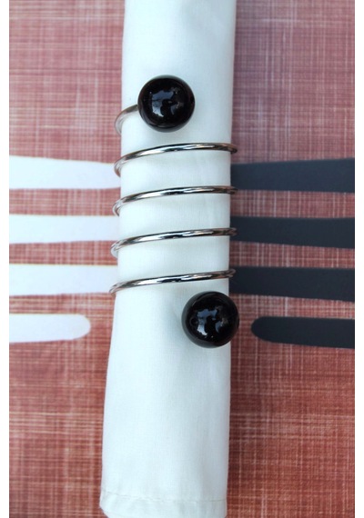 6 Adet Black Silver Steel Peçete Yüzüğü