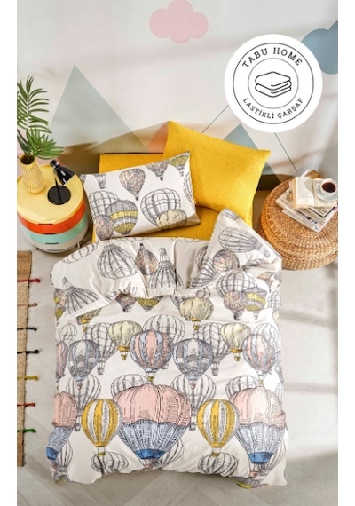 Tabu Home Çarşafı Lastikli Kapadokya Balon Çift Kişilik Nevresim Çok Renkli