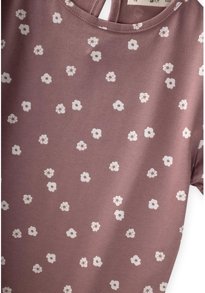 Cigit Desenli Pijama Takımı 2-9 Yaş Çiçek Desen Bakır