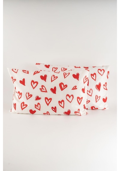 Soley Mix & Match Lover %100 Pamuk 2'li Yastık Kılıfı Seti Kırmızı