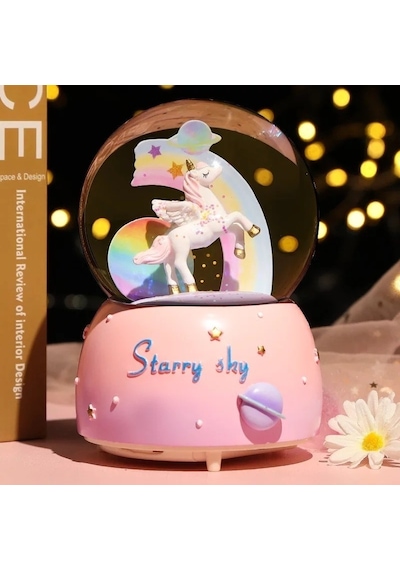 Redsky Butik Unicorn Işıklı Müzikli Kar Motorlu Kar Küresi Büyük
